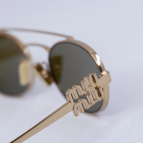 🕶️ New Miu Miu MU54ZS 7OE09Z Sunglasses - Brass Gold Frame, Dark Brown Lenses - Picture 10 of 12